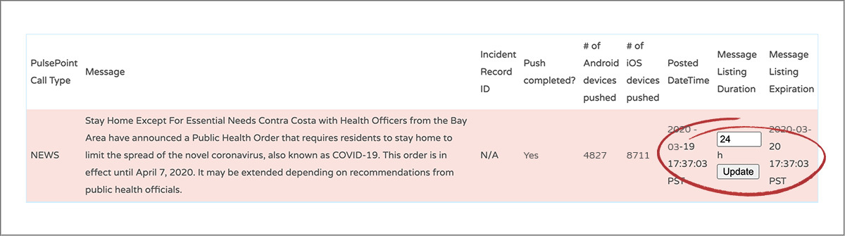 PulsePoint Agency Message results